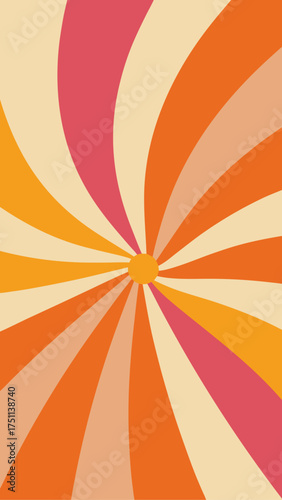 Retro sunburst pattern with orange and pink colors