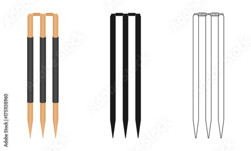 cricket stump set vector illustration isolated on white background.