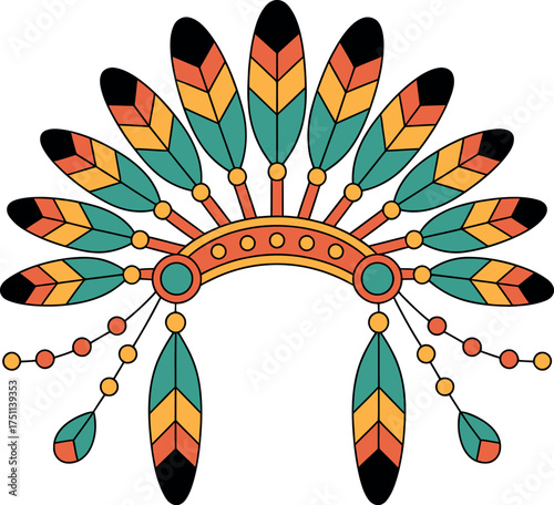 Vector art of native american headdress, a symbol of indigenous culture