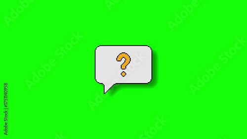 Seamless Loop Retro Pixel Art Animation of a Thought Bubble with a Question Mark
