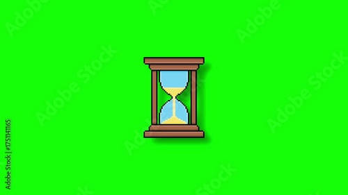 Seamless Loop Retro Pixel Art Animation of an Hourglass with Sand Falling