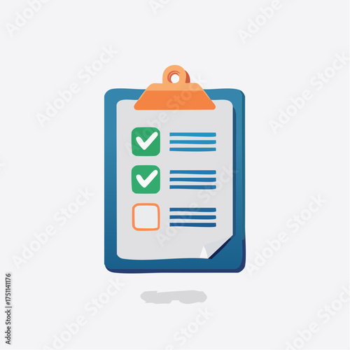 Illustrated Checklist on a Clipboard, Representing Task Completion, Vector Design