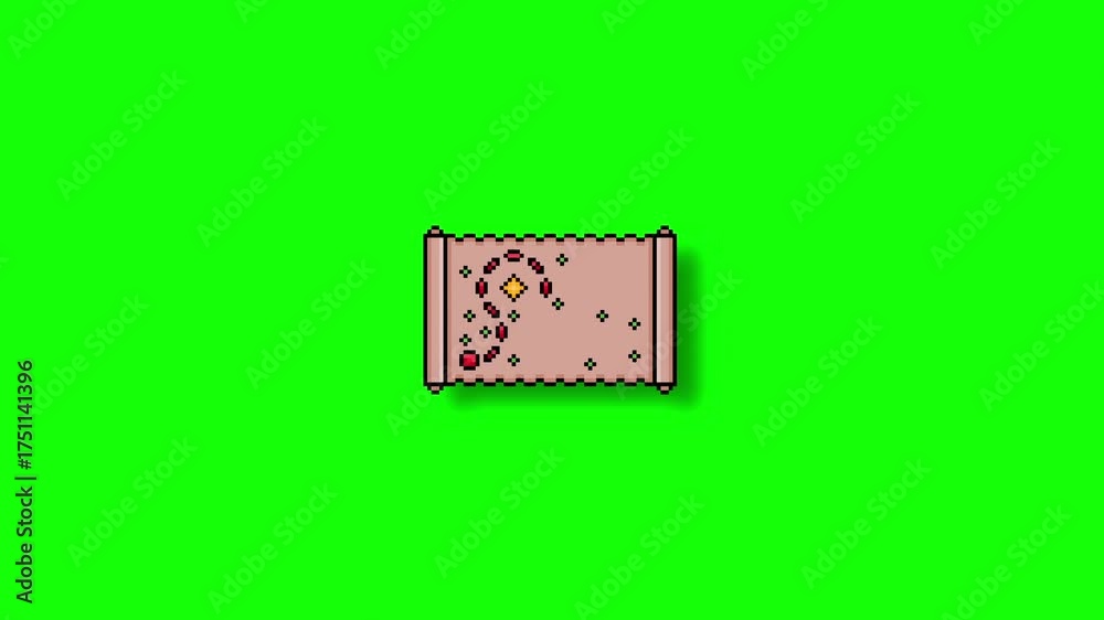 Unrolling Sign Animation Video „Seamless Loop Retro Pixel Art Animation of an Old Scroll ...