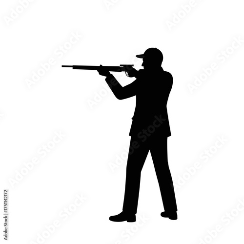Man aiming with a rifle in silhouette for International Men's Day  