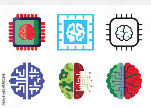 Neural Network Circuit Brain Icon – Abstract AI Brain with Nodes & Connections