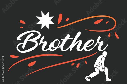 Brother Text with Athlete Stretching Silhouette lettering