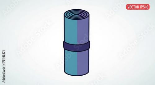 Rolled yoga mat vector illustration fitness equipment drawing exercise mat for yoga, pilates and stretching
