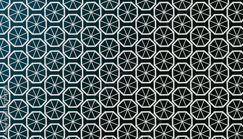 Teal blue seamless ornamental geometric pattern with white outlines islamic inspired octagonal symmetry perfect for architecture wallpaper textile and luxury decor