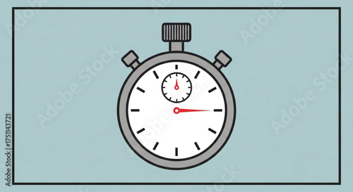Stopwatch with red hand on blue background, a tool for measuring time intervals with precision and accuracy in various activities