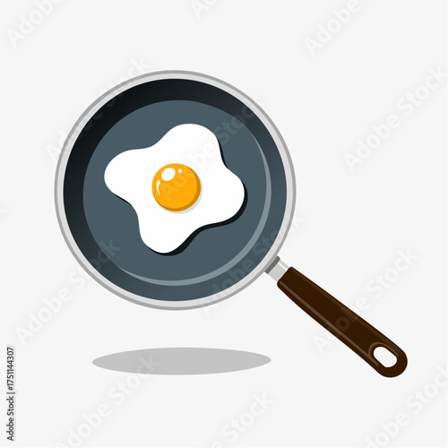 Illustration of a Freshly Fried Egg in a Skillet, Ready for Breakfast or Culinary Delights