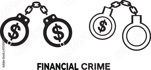 Black Handcuffs With Dollar Signs and Outline Version