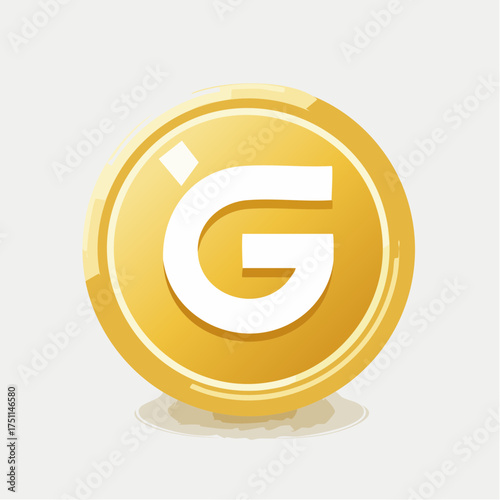 Illustration of a shiny gold coin with the letter 'G' symbolizing wealth and finance