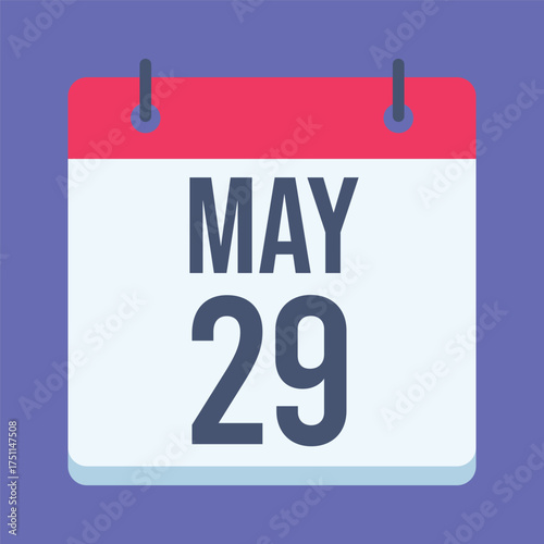 29 May International Day of UN Peacekeepers Calendar. Blue Background. Isolated Vector Calendar.