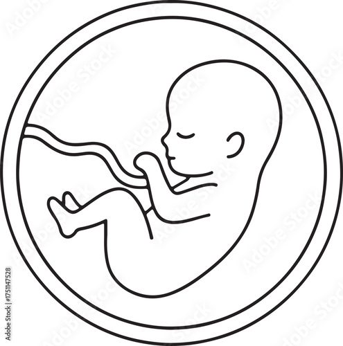 Outline Icon of Human Fetus in Uterus baby unborn