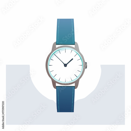 Illustration of a stylish blue wristwatch, ideal for depicting fashion and timekeeping aesthetics