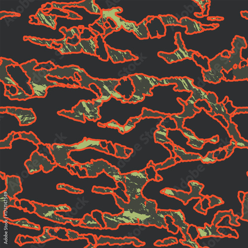 Vector seamless camo tiger stripe army fatigue pattern design