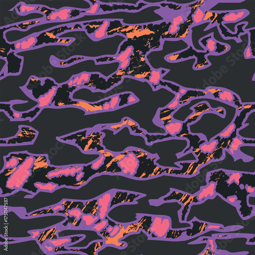 Vector seamless camo tiger stripe army fatigue pattern design