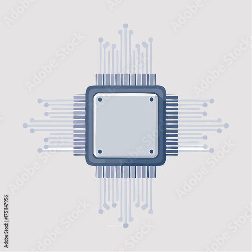 Illustration of a stylized central processing unit showcasing technology and digital design