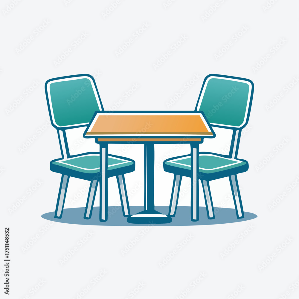 Fototapeta premium Illustration of a table and two chairs, perfect for a small gathering or dining experience