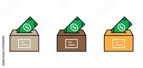 Money Collection Box: E-commerce and Financial Donation Icon