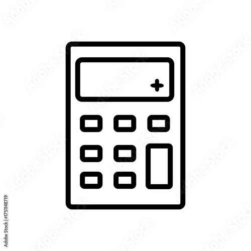 Vector art of calculator line art icon with a display screen and buttons