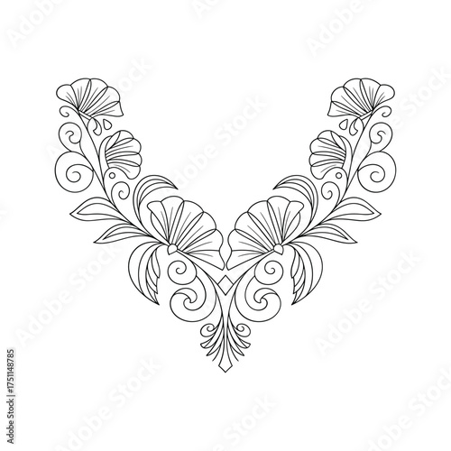 Elegant floral neckline design intricate decorative lace motif for apparel and crafts