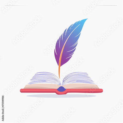 Illustration of an open book with a quill, symbolizing literature and creative writing endeavors