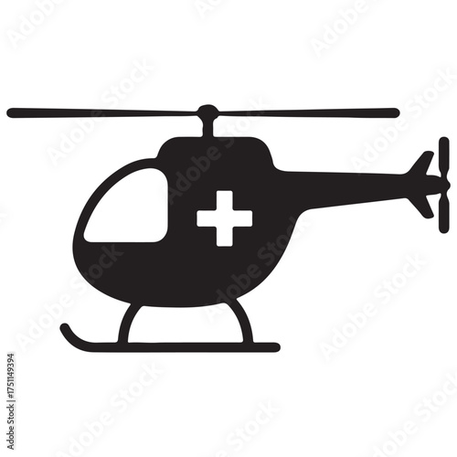 Emergency Medical Air Transport Helicopter Silhouette Illustration for Healthcare Professionals and First Responders