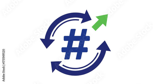 Hashtag symbol with arrows social media marketing concept trending topic sign viral content icon