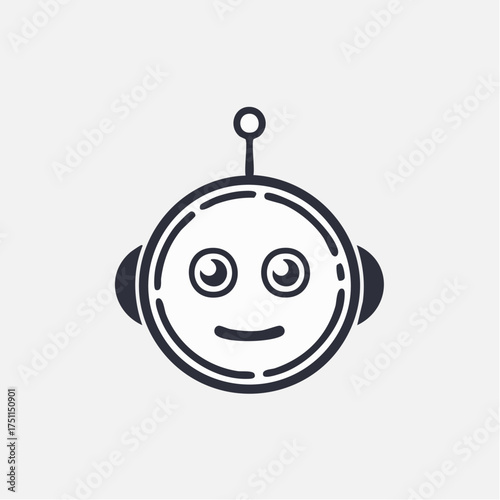 Illustrative depiction of a cheerful robot face for technology or communication applications