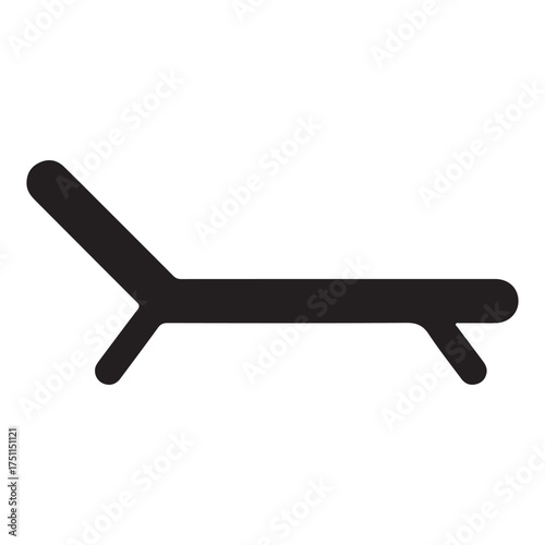 Minimalist beach chair icon illustration perfect for summer vacation and relaxation themes depicted in simple black and white