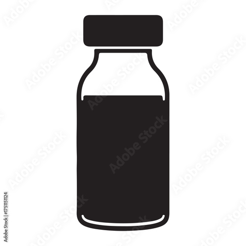 Medical vial illustration for healthcare and pharmaceutical industry vector drawing in silhouette style perfect for websites and infographics related to medicine