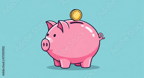 Pink piggy bank with coin saving money and investment concept financial security and future planning