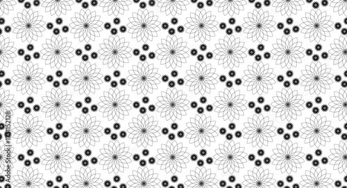 Intricate Monochrome Floral Mandala Seamless Pattern