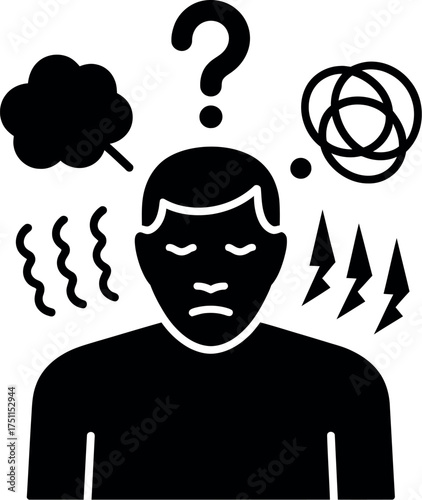 Man with mental health problems isolated on white background is feeling anxiety