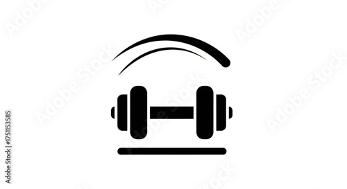 Black dumbbell icon weightlifting, powerlifting, fitness, gym, and workout concept vector illustration