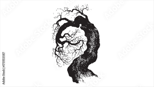 Dark Halloween Dead Tree Silhouette Vector Illustration