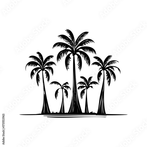 Black and White Beach Paradise Icon or Graphic Element
