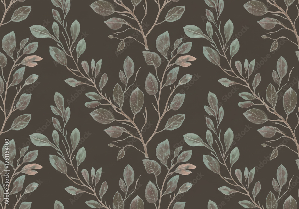 Fototapeta premium Discover stunning watercolor leaf pattern for your next design project with its beautiful seamless nature theme