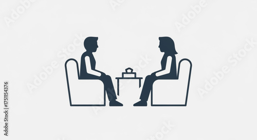 Counseling session icon depicts a therapist and patient in discussion, representing mental health support