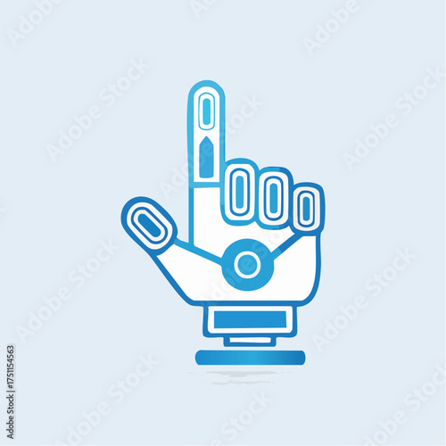 Illustrative representation of a robotic hand gesturing, technology-themed graphic