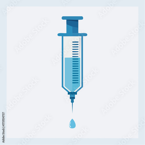 Illustrative representation of a syringe dispensing fluid, ideal for medical and healthcare concepts