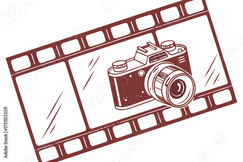 Film strip vector illustration with photo frames and vintage cinema elements