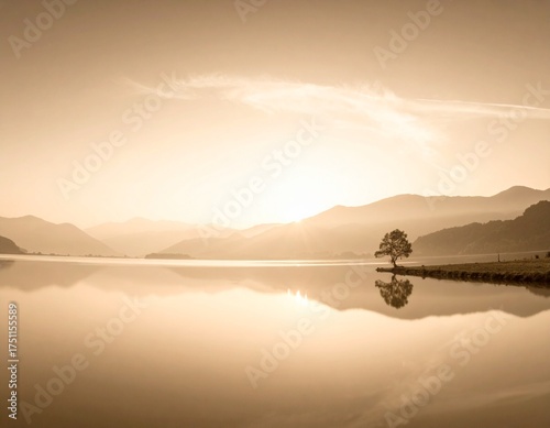 Peaceful Sepia Fisheye Lighting Tranquil Lens Abstract HighKey Background fostering Vintage Atmosphere Effect, Wallpaper Brown