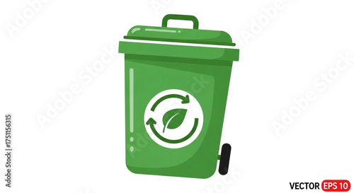 Illustration of a green recycling bin with a recycling symbol on it