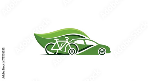 Green transportation solutions eco friendly car and bicycle for sustainable urban mobility concept design