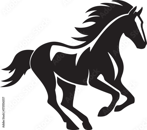 black and white horse silhouette vector illustration