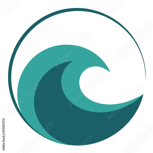 Stylized Ocean Wave Dynamic Curve Circular Design Element