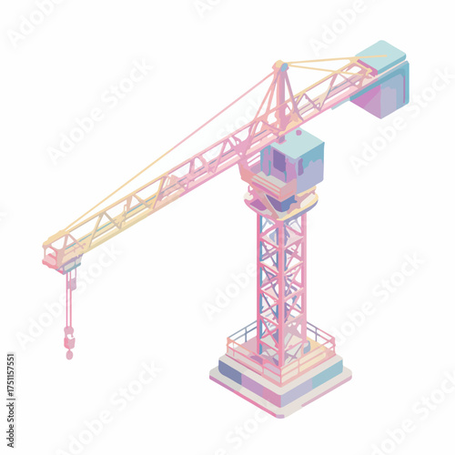 Isometric Crane Construction Icon Minimalist Design