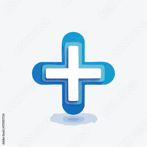 Modern blue plus sign logo design for medical, healthcare, and assistance branding